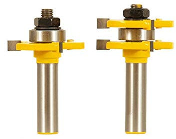 Trend-Fräser, Fräser zur Fasenkantenformung, Fräser, 2-teiliges Nut- und Feder-Fräser-Set, 1/2-Zoll-Schaft, T-förmiger Holzfräser, hartmetallbestückt, 3 Zähne, verstellbare Holzbearbeitungswerkzeuge