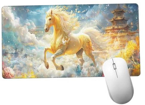Caballo Alfombrilla Ratón 1400x600x3mm Alfombrilla Raton XXL Grande con Base de Goma Antideslizante, Lavable, Accesorios Gaming Nube, Ordenador Gamer Regalos, Mouse Pad Gaming Mejora La Velocida Y678