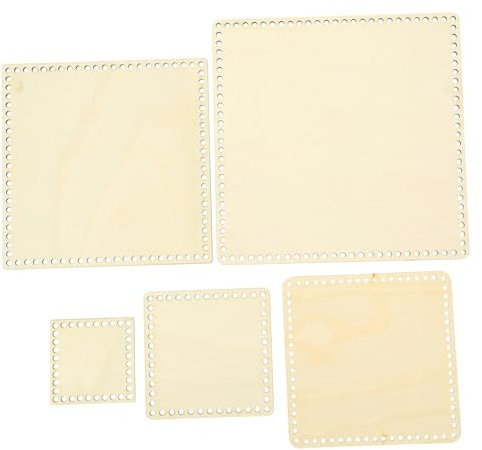 Tofficu 5stücke Teiliges Quadratischer Holzböden Für Diy Taschen Korbflechten Stabile Korbböden Mit Großem Maschenloch Für Häkelkorb Kreative Handwerksgeschenke