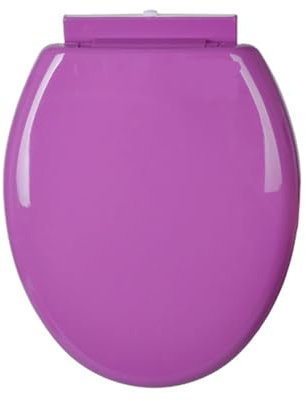 Farbiger runder WC-Sitz, sanft schließender Toilettensitzbezug mit Schnellverschluss für einfache Reinigung, PP-Kunststoff, O-Typ-WC-Deckel, Tragkraft 136 kg, 45 x 37 cm, Lila