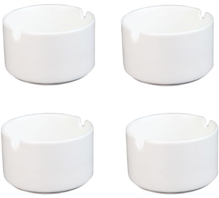 4 Pack Sublimation Blank White Ceramic Ashtrays for Cigarettes, DIY Heat Transfer Print Round Ceramic Holder for Tabletop Patio Indoor Fancy Gift for Smokers Home Office Desktop