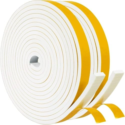 Dichtband Selbstklebend Gummidichtung für Türen Fenster, 10mm(B) x6mm(D)/10m(L) Geschlossenzelliges Dichtungsband mit hoher Dichte, für Anti Kälte-Wind Lärm und Kollision (Weiß)