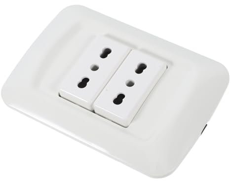 UKCOCO Doppia Presa Elettrica Da Muro Standard Italiana Da 16 A Con Tripli Fori Rotondi Tipo 118 Per Collegare Due Dispositivi Facile Da Installare 16 A
