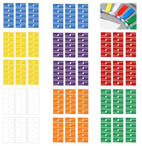 420 etichette colorate per cavi, con penna per marcatura, etichette autoadesive per organizzare cavi, fogli A4 stampabili laser e scrittura a mano per la gestione dei cavi di rete elettrica