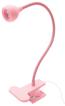 LED svanhals 360 graders justerbar nagellampa UV-härdande lila lampa skrivbord manuell omkopplare USB-klämma lampa fototerapi (rosa)
