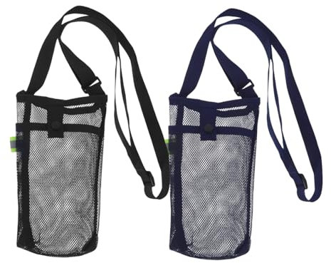 WOONEKY 2pcs Water Bottle Carrier Bag Mesh Sling Travel Bottle Holder Outdoor Sports Insulated Leak