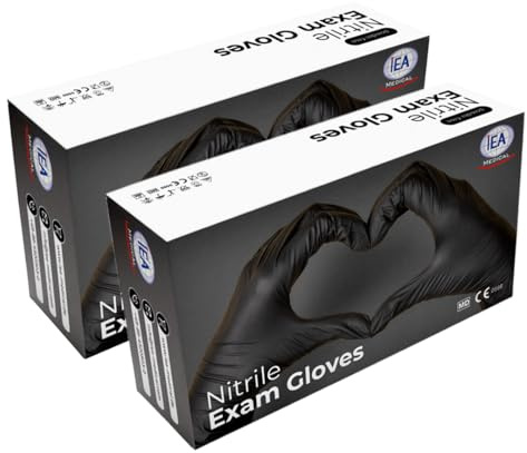 IEA Medical Einmalhandschuhe Nitril schwarz XL – Einweghandschuhe 200 Stk | Untersuchungshandschuhe latexfrei & lebensmittelecht, reißfest EN 455/EN ISO 374 – für Küche, Medizin, Tattoo & Werkstatt