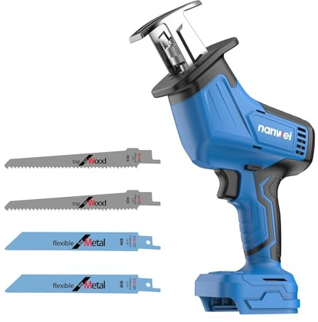 NANWEI Säbelsäge Akku kompatibel mit Makita 18V Akkus, Säbelsäge mit bürstenlosem Motor, Kleine elektrische Säge, Für DIY-Schnitte in Holz, Metall und mehr, Nur Gerät (Ohne Batterie)