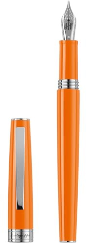 Montegrappa Armonia Mini Füllfederhalter Orange, Harzgehäuse mit Edelstahl-Details, Edelstahlfeder Fein, inkl. 2 Patronen, ISA2R2AO