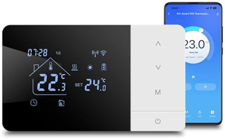 UTTASU Termostato WiFi Programmabile per Tuya per Smart Life, Per Caldaie A Gas Con Modalità Di Riscaldamento E Raffreddamento Wi-Fi, Programmazione, Termostato Intelligente