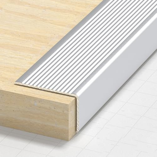 90cm Treppenkantenprofil, Treppen Rutschschutz aus Aluminiumlegierung, Kantenschutz mit 89° Innenwinkel für Wände, Schule, Zuhause, Gewerbe(Silver,5 * 3cm/2 * 1in)