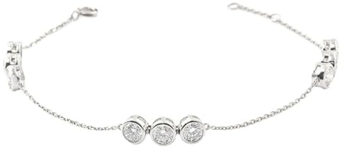 Tolldek 14K 585 Weißgold Armband Damen Echtschmuck, Kette Armreifen Frau mit Rundschliff Moissanit, Au585 Gold Freundschaftsarmbänder Allergiefrei, 17+5CMcm