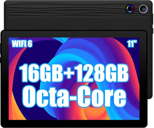 MUISOO Tablet 11 Zoll, Android 14 Tablet mit Octa Core 2,0 GHz Prozessor, 16 GB RAM 128 GB ROM 1 TB TF, 5G + 2,4 G WiFi 6, 8+5 MP Dual Kamera, 6800 mAh Akku, Bluetooth 5.0 (Schwarz, 11 Zoll)