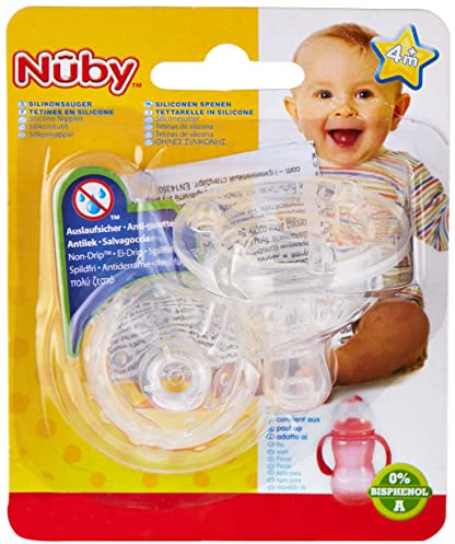 Nûby 923 auslaufsicherer Flaschensauger / Ernährungssauger aus Silikon für Weithals-Flaschen, ab 1.Tag / 2er Pack