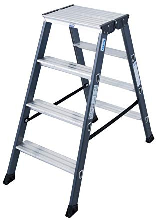 KRAUSE Doppelleiter Sepro D eloxiert, 2 x 4 Stufen, 125811