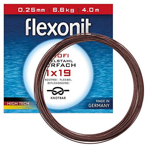 Flexonit Unisex – Erwachsene 10C4050801000064C10 Stahlvorfach Angeln Meterware-1x19 0,20mm 4,5kg 20m, Bunt, Normal