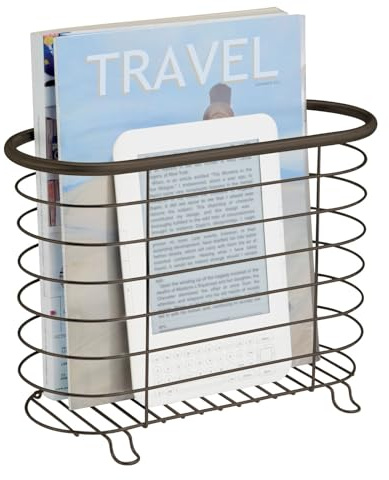 mDesign Newspaper and Magazine Rack for Bathroom, Office, Den - Bronze