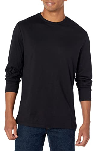 Amazon Essentials T-Shirt a Maniche Lunghe Slim Uomo, Nero, M