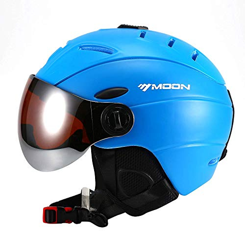 TentHome Ski Snowboard Helmet with Attached Detachable Photochromatic Polarizing Goggles