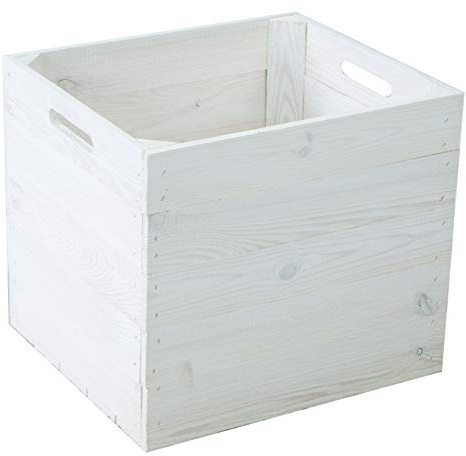 Kistenkolli Altes Land Holzkiste Aufbewahrungskiste Weinkiste Obstkiste Regalkiste Maße 33x37,5x32,5cm passend für alle Kallaxregale und Expidit Regal (WEISS)