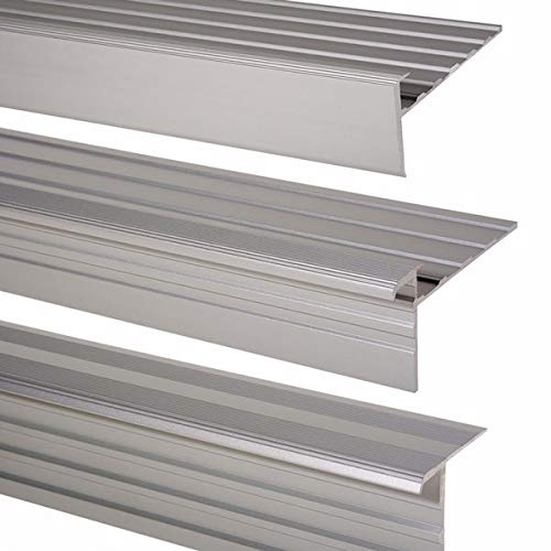 4 Stück Muster Trepsa Treppenkantenprofile | Aluminium eloxiert (Muster, Silber)