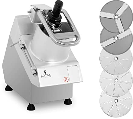 Royal Catering RCGS-750 Gemüseschneider elektrisch 750 W 5 Messerscheiben Ø 205 mm Gemüseschneidemaschine 280 U/min Gemüsereibe