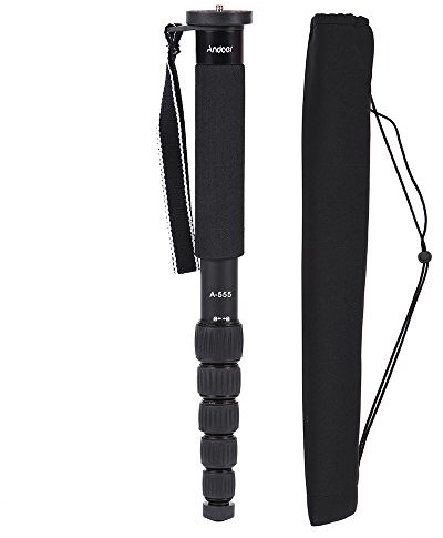 Andoer Einbein Stative A-555 6-Abschnitt Compact tragbare Fotografie Aluminiumlegierung Einbeinstativ Einbeinstativ Stick für Canon Nikon Sony Pentax Kamera Max. Last 10kg / 22lbs