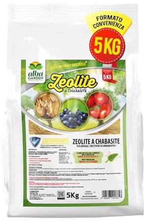 Albagarden - Zeolite per Agricoltura MAXI x 5 KG - Polvere di roccia, Potenziatore delle difese naturali Effetto Insetticida e Fungicida - Zeolite per Piante