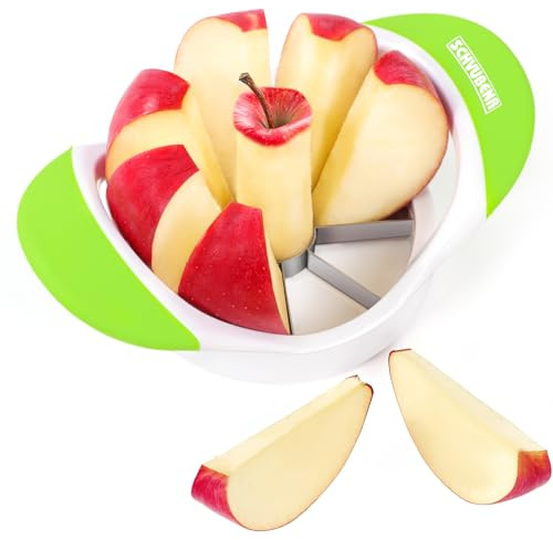 SCHVUBENR 3.5 Inch Apple Slicer - Professional Apple Cutter - Stainless Steel Apple Corer - Super Sharp Apple Slicer and Corer - Apple Tool with 8 Sharp Blades(Green)