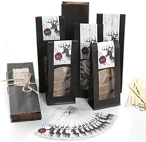 Logbuch-Verlag 25 Weihnachten Tüten innen beschichtet für Lebensmittel Geschenktüten zum Befüllen mit Sichtwefenster Verpackung Plätzchen 26,5 x 8,5 x 5 cm