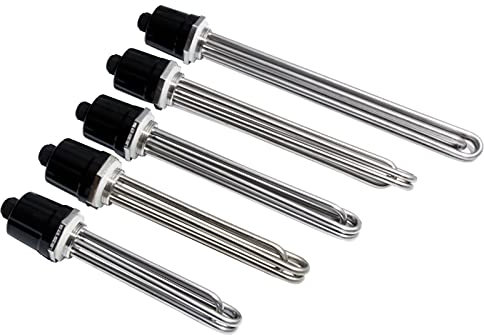 JINGERL DN32 1 1/4inch BSP Thread Electrical Heating Pipe Water Heater Immersion Element 3KW/4.5KW/6KW/9KW/12KW 220V/380V (Color : 220V, Size : 3KW All 304SUS)