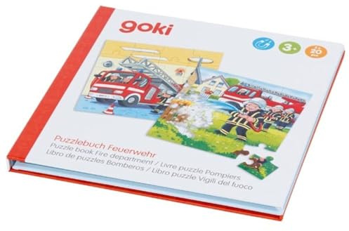 goki 57385 Puzzlebuch Feuerwehr 17,3 x 17,3 x 1,2 cm, 2 x 20 Teile, 2 Motive, magnetisch,, bunt