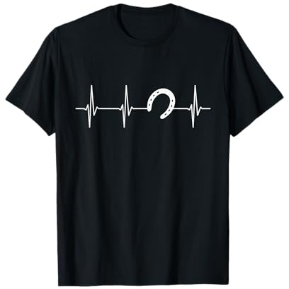 Herzschlag Hufeisen EKG Reiterin Pferde Reiten T-Shirt
