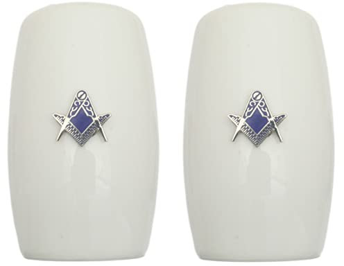 Compass & Sq Cut Out China Salt and Pepper Shakers Cruet Set Modern White CSP 81