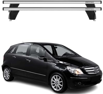 OMAC Dachträger Querträger Alu für Mercedes B Klasse W245 2005-2011 – Abschließbar – T-Nut – City-Crash-getestet – Max. 75 kg Silber