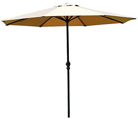 Ombrellone da giardino per ombrellone da esterno | 2,7 m |Con manovella/rotondo/protezione UV/anti-pioggia, parasole compatto per spiaggia/gazebo/balcone/terrazza/tavolino/pesca/base senza
