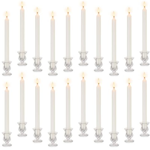 Inweder Bougeoir en Verre Modern Porte-Bougies: Lot de 20 Bougeoirs Coniques Claire Supports pour Bougies Petite Bougeoir en Vrac pour Mariage Noël Evénement Décoration Intérieure
