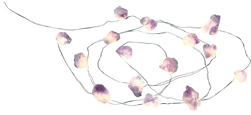moses. Omm for you - Guirnalda de luces de piedra energética con 20 amatistas y función de temporizador, decoración para casa, yoga, meditación, color morado