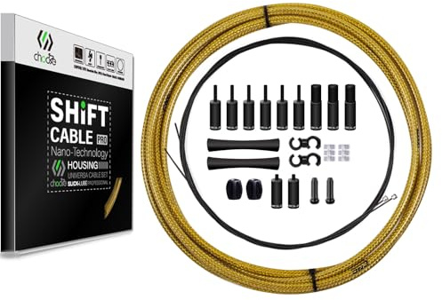 CNCLOL Mountain Bike Gear Cable Set, Coated Braided MTB Shift Cable Housing with Teflon Inner Derailleur Cable for Bicycle/BMX/Road, Black Gold Silver Titanium Silver