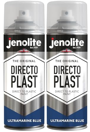 JENOLITE Directoplast Vernice lucida | BLU OLTREMARE | 2x400ml | Vernice spray multisuperficie | Per tutti i tipi di plastica | Nessun primer richiesto | RAL5002