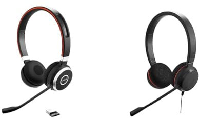 Jabra Evolve 65 SE Wireless Stereo Headphones - Bluetooth, Noise-Canceling Microphone & Evolve 20 Stereo Headset – Microsoft Certified Headphones for VoIP Softphone