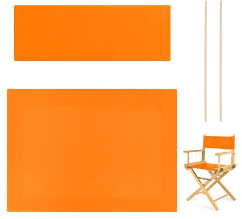 AHANDMAKER 1 Set Ersatzbezug Für Regiestuhl, Casual Directors Chair Cover Kit Ersatzbezug Polyesterfaser Mit Holzstab Für Director Chair (Runder Stab), Orange 55x16.5cm + 57x38.5cm
