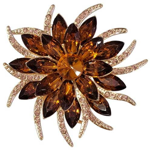 GFM Vintage inspirierte Art Deco Blume Kristall Brosche für Hochzeit Geburtstag Jahrestag