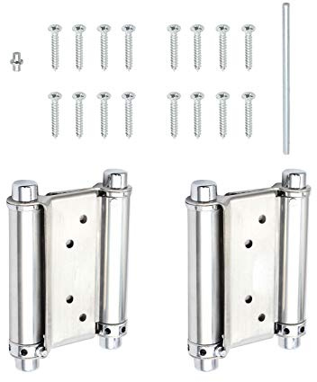 Bohaner 2 Bisagras con Muelle de Resorte de Doble Acción de 4 Pulgadas para Puerta de Salón, Cafetería, Cocina, Acero Inoxidable