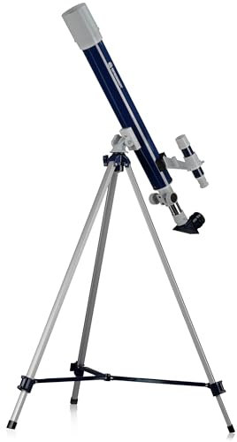 Bresser Linsenteleskop Herkules 50/600, 50mm Öffnung, 30-150x Vergrößerung, azimutale Montierung, 3 Okulare, Mondfilter, Zenitspiegel, Stativ