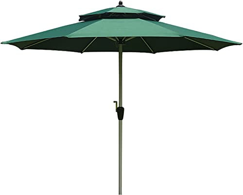 Parasol de plage, parasol extérieur de 2,7 m, double dessus, imperméable, grand parasol, poteau en aluminium, tissu polyester 220 g, parasol de jardin rond, sauf la base (couleur : bordeaux, taille :