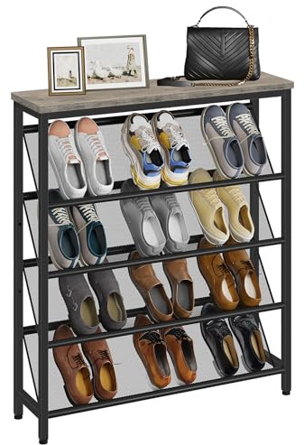 CHOEZON Schuhregal, 5-stufige Schuhablage, Schuhschrank schmal, Schuhständer, Schuhaufbewahrung, Schuh-Organizer, platzsparend, für Eingangsbereich, Garderobe, Flur, Greige und Schwarz DTXJ02BG