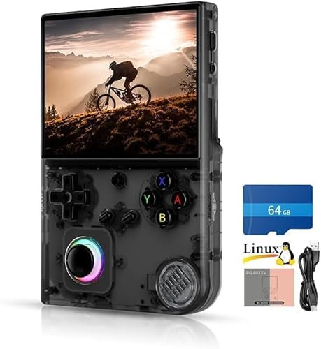 RG40XXV Retro Handheld Game Console , 4.0 Inch IPS Screen Linux System Built-in 64G TF Card 5528 Games Support TV Output 5G WIFI Bluetooth 4.2 (Black)