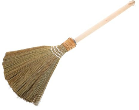 BCOATH Straw Broom with Wood Handle, Large 74cm Bamboo Whisk Broom, Detachable Handle, Lightweight 0.28kg Cleaning Brush for Indoor Household and Children’s Play