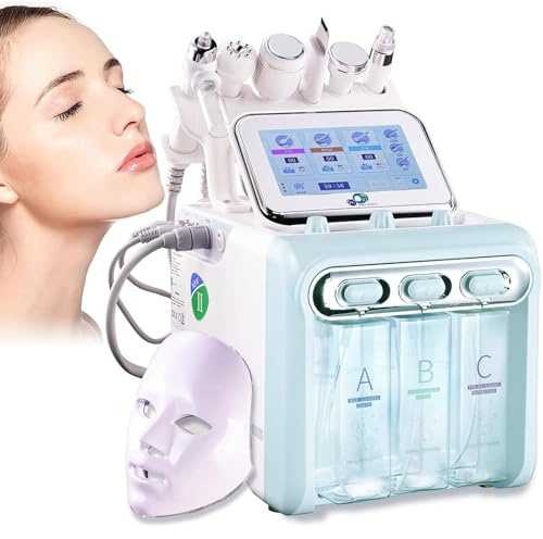 Hydrogen Oxygen Beauty Machine Professional 7 in 1 Facial Skin Care Device with Mask, Acne Relief & Brightening, At-Home Spa Facial Carefor Home & Beauty Salon Spà Care Device (Green)